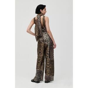 Ganni Mullin Georgette Leopard Print Wrap‎ Jumpsuit Size 38
